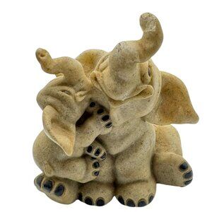 Elephant & Baby Quarry Critters  Figurine Hugging Sculpture 3" Resin Decor CHIP